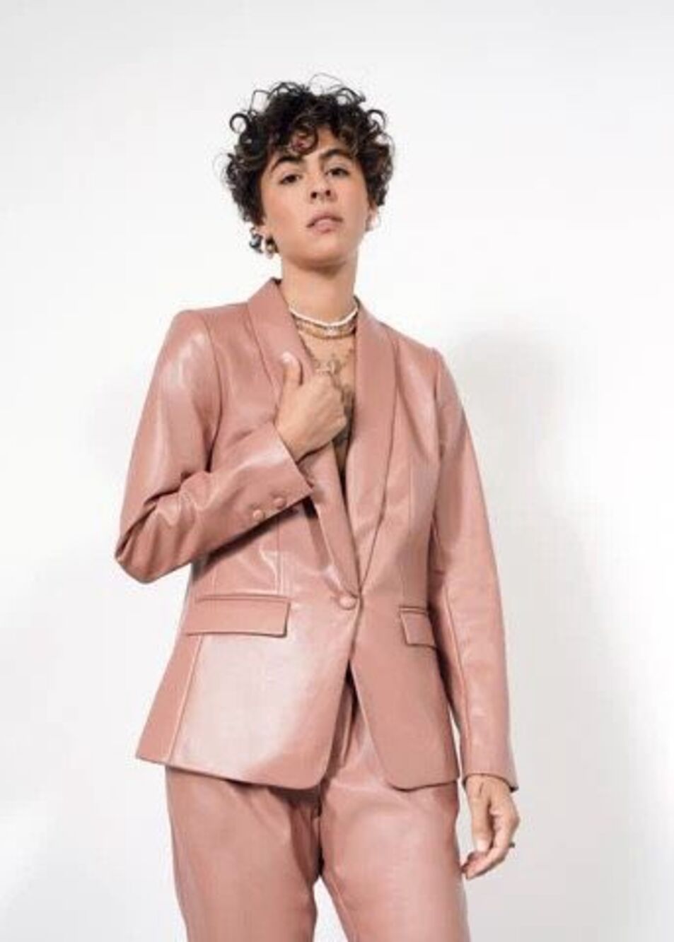 NWT Wildfang Empower Vegan Leather Tux Blazer Rose Brown Size Medium Career
